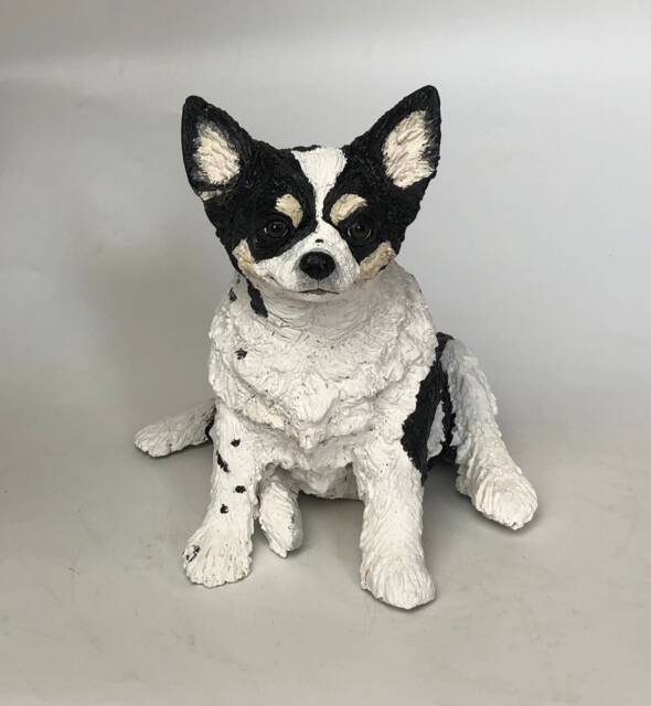 Custom Chihuahua Urn Clay Pet Memorial Sculpture, Dog Portrait - image 1