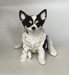 Custom Chihuahua Urn Clay Pet Memorial Sculpture, Dog Portrait - thumbnail 1
