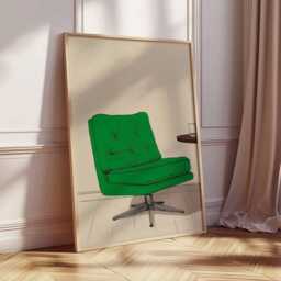Mid Century Green Chair Poster - Minimalist Wall Art Print Retro Modern Interior Design Decor Scandinavian Living Room - thumbnail 2