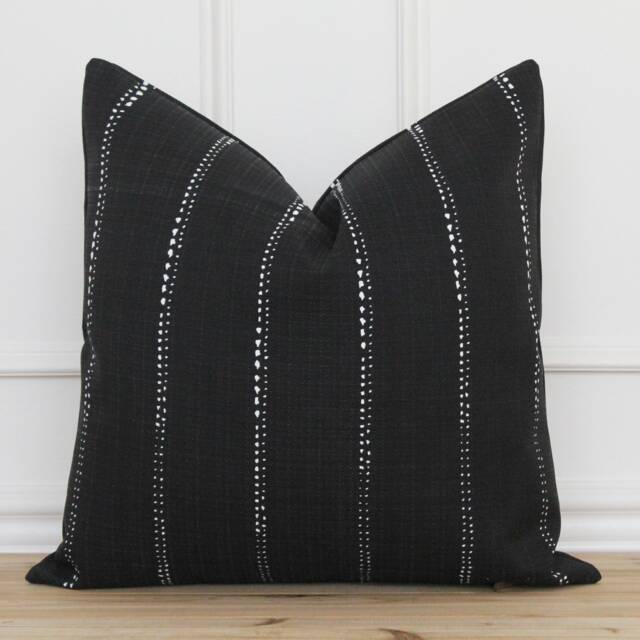 Black Stripe Outdoor Pillow Cover - Patio Throw Cushion Covers Cammie - image 1