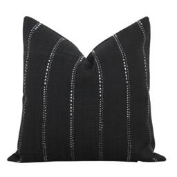Black Stripe Outdoor Pillow Cover - Patio Throw Cushion Covers Cammie - thumbnail 3