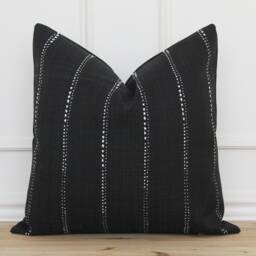 Black Stripe Outdoor Pillow Cover - Patio Throw Cushion Covers Cammie