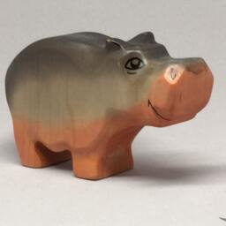 Toy Hippo Baby Wood Grey Colour Size10, 5 X 6, 0 2, 5 cm - Bxhxs Approx. 41, 5 Gr - thumbnail 3