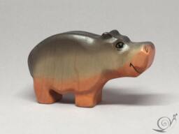 Toy Hippo Baby Wood Grey Colour Size10, 5 X 6, 0 2, 5 cm - Bxhxs Approx. 41, 5 Gr - thumbnail 1