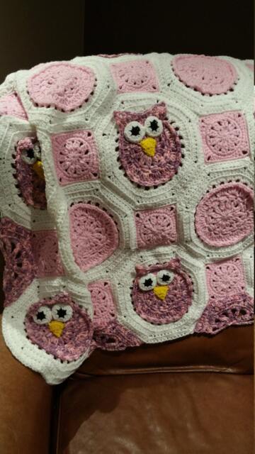 Baby Girl Owl Blanket - Crocheted Afghan - image 1