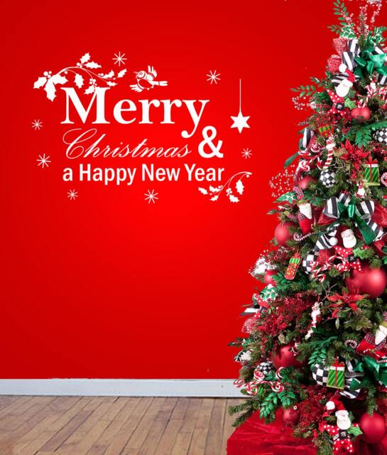 Merry Christmas Festive Design - Vinyl Transfer Decal Wall Sticker - image 1