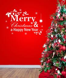 Merry Christmas Festive Design - Vinyl Transfer Decal Wall Sticker - thumbnail 1