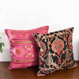 Hot Pink Turkish Kilim Pillow Cover, Fuchsia Boho Chenille Cushion, Tribal Medallion Throw Case, Colorful Decor 18x18 20x20 - thumbnail 3
