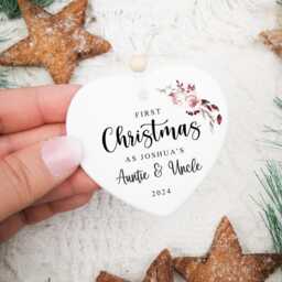 First Christmas As Auntie Uncle - Keepsake, Tree Decoration, Personalised Ceramic Bauble, Aunty Gift Style4 - thumbnail 3