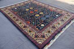 5x7 Ft Navy Blue Turkmen Khotan Rug, Afghan Hand Knotted High Pile Wool Tribal Oriental Area Rug, Rug For Bedroom Living Room - thumbnail 1