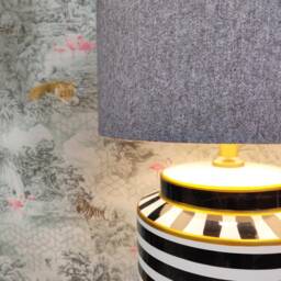 Grey Lampshade in Herringbone Tweed & Gold Lining - thumbnail 2