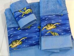 Gift Set Towel - Turtle Bath Towel Decor Bathroom Hand Tissue Box Cover - thumbnail 1
