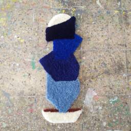 Yarn Wall Rug, Tufted Geometric Design Design Wall Art, Tapestry, Blue Palette Rug - thumbnail 1