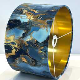 Handmade By Order Luxury Blue Gold Marble Wave Abstract Art Velvet Drum Lamp Shade Pendant Light All Shapes & Sizes Available - thumbnail 3