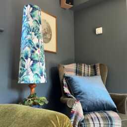 Palm Leaves Velvet Cone Lampshade, Extra Tall Lampshade - thumbnail 3