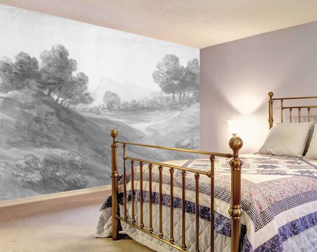 Vintage Countryside Landscape Wall Mural Rustic Farmhouse Reusable Wallpaper - image 1