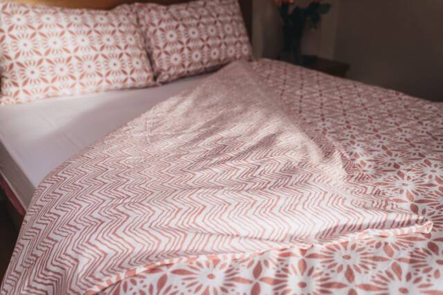 100%cotton Duvet Cover, Housewarming Gift, Kingsize Quilt Cover, Farmhouse Queen Bedding, Geometric Print Shabby Chic Indian Bedding, Lightweight - image 1