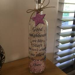 Personalised Good Neighbours Quote Light Up Bottle, Bottle Lamp With Gift Messaging Service & Bag - thumbnail 4