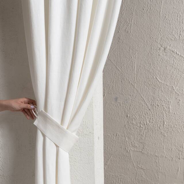 Linen Curtain Tie Backs. Set Of 2 Tiebacks For Curtains. Fabric Holdback With Loops - image 1
