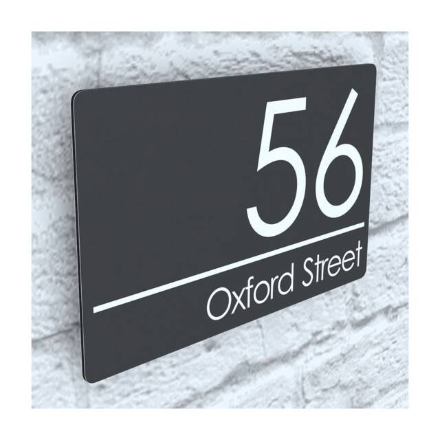 Modern Contemporary Property Number Door Sign Plaque - Anthracite Gray - Ral 7016 - Exa5-C-H1-27W-A - image 1