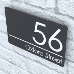 Modern Contemporary Property Number Door Sign Plaque - Anthracite Gray - Ral 7016 - Exa5-C-H1-27W-A - thumbnail 3