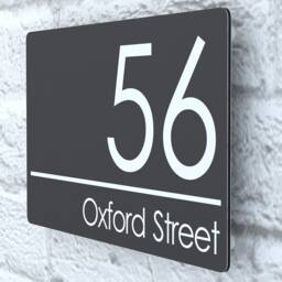Modern Contemporary Property Number Door Sign Plaque - Anthracite Gray - Ral 7016 - Exa5-C-H1-27W-A - thumbnail 2