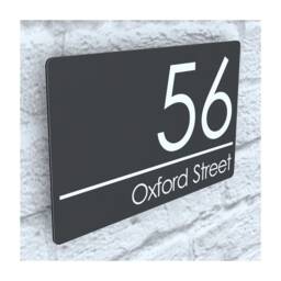 Modern Contemporary Property Number Door Sign Plaque - Anthracite Gray - Ral 7016 - Exa5-C-H1-27W-A - thumbnail 1
