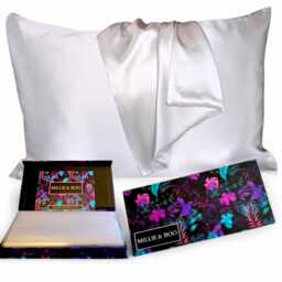 Satin Pillowcase Silver With Gift Box - Vegan Friendly Queen Size Zipper Closure - thumbnail 1