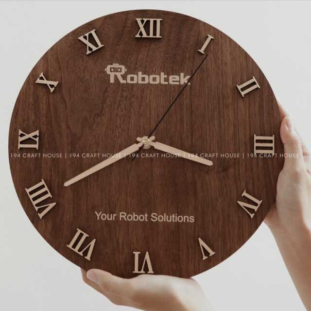 Engraved Wooden Wall Clock Personalized Corporate Gift, Office Decor - image 1