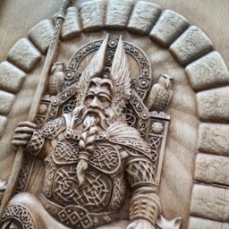 Vikings Norse God Odin Wolfs Ravens Wood Carved Wall Art Home Decor, Valhalla, Vikings Pagan - thumbnail 3