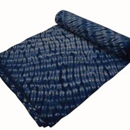 Indian Queen Kantha Throw, Indigo Blue Throw Blanket, Kantha Bedspread, Kantha Quilt , Gift For Her - thumbnail 2