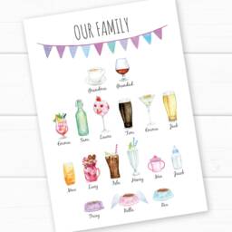 Personalised Family Tree Print, Birthday Or Christmas Gift, Drinks Print For Dad, Grandparents, Grandma, Grandad, Nain, Present Mum - thumbnail 3