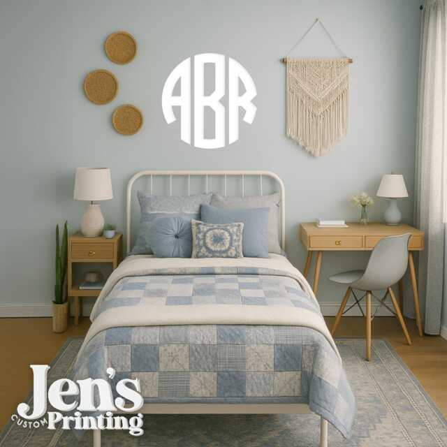 Personalized Circle Monogram Wall Decal Custom Vinyl Initial Sticker - image 1