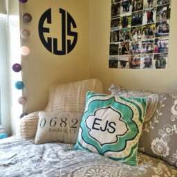 Personalized Circle Monogram Wall Decal Custom Vinyl Initial Sticker - thumbnail 2