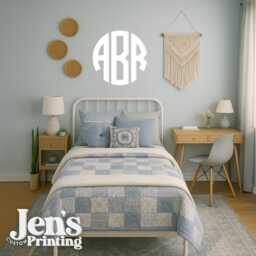 Personalized Circle Monogram Wall Decal Custom Vinyl Initial Sticker - thumbnail 1