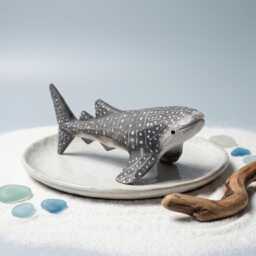 Hand Carved Wooden Whale Shark Figurine, Rustic Ocean Decor, Gentle Giant Marine Life Art, Unique Scuba Diver Gift, Nautical Nursery Decor - thumbnail 2