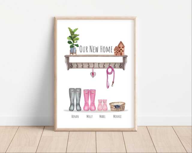 Custom New Home Welly Boot Print - Personalised Gift Mother's Day Gift - image 1