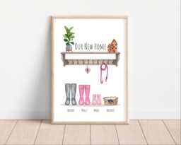 Custom New Home Welly Boot Print - Personalised Gift Mother's Day Gift - thumbnail 1