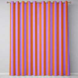 Abstract Wavy Orange & Purple Stripes Modern Seamless Pattern Readymade Eyelet Ring Top Thermal 100% Blackout Curtains - thumbnail 2