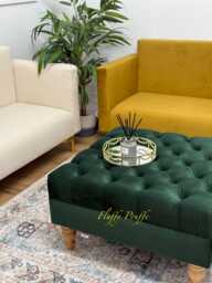 Handmade Chesterfield Velvet Footstool Square Ottoman Coffee Table - thumbnail 1