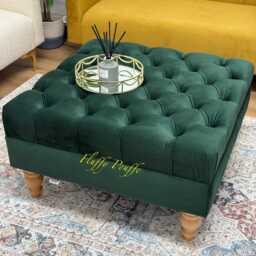 Handmade Chesterfield Velvet Footstool Square Ottoman Coffee Table - thumbnail 2