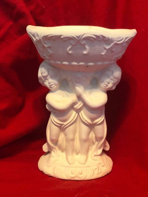 Handmade Ceramic Cherub Sculpture Diy Soap Dish, Ready-To-Paint - image 1