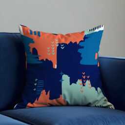 Bold Abstract Throw Pillow Cover, Navy, Coral & Teal Modern Geometric Cushion Case, Eclectic Living Room Decor - thumbnail 2