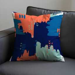 Bold Abstract Throw Pillow Cover, Navy, Coral & Teal Modern Geometric Cushion Case, Eclectic Living Room Decor - thumbnail 3