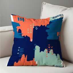 Bold Abstract Throw Pillow Cover, Navy, Coral & Teal Modern Geometric Cushion Case, Eclectic Living Room Decor - thumbnail 4