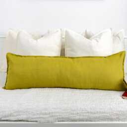 Long Linen Mustard Lumbar Cushion Cover Pillow - All Sizes - thumbnail 2