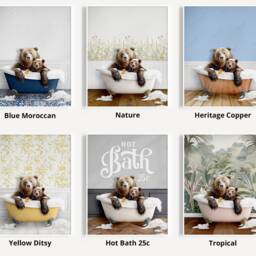 Daddy Bear Father's Day Gift. 1, 2 Or 3 Baby Cubs With in Victorian Bath Tub Print, Funny Gift, Bathroom Print - thumbnail 3