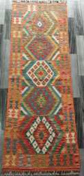Classic Runner Rug, Handmade Artisan Afghan Turkish Scandinavian Navajo Bohemian Wool Flatweave Multicolour Kilim Rug 199x71 cm - thumbnail 1