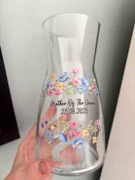 Personalised Floral Glass Vase, Mother Of The Groom Gift, Anniversary Vase, Personalised Of The Bride Mother Bride Gift - thumbnail 1