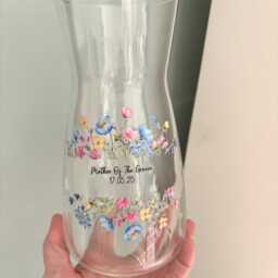 Personalised Floral Glass Vase, Mother Of The Groom Gift, Anniversary Vase, Personalised Of The Bride Mother Bride Gift - thumbnail 2